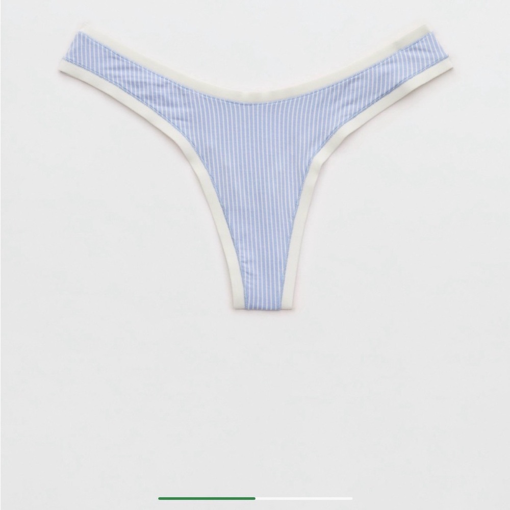 Arrie Superchill modal Striped Blue and White Thong. Large